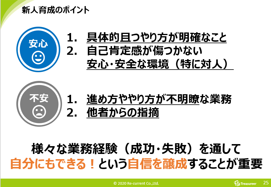 トレジャリア・新人育成のポイント